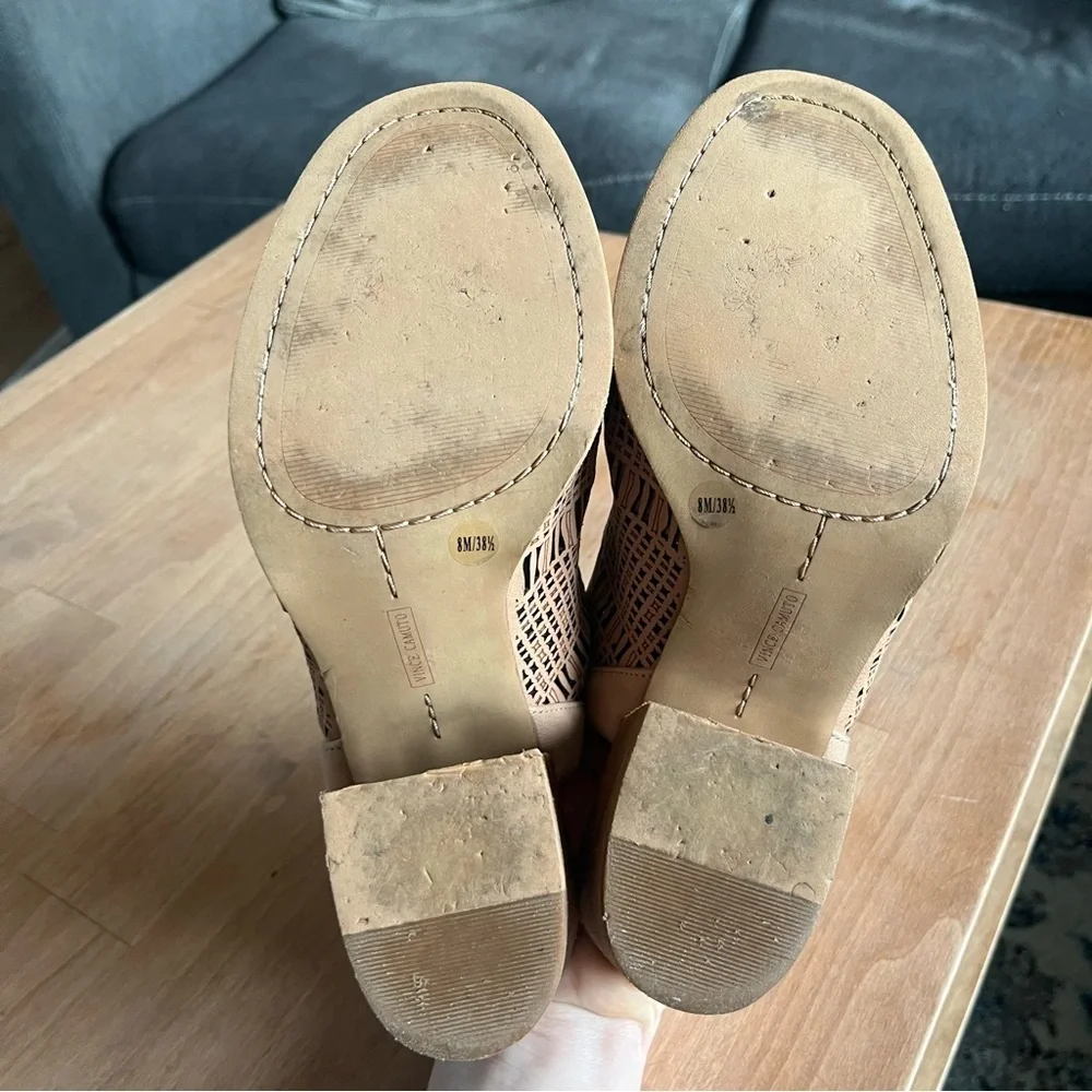 Vince Camuto Woven Tan Block Heel Sandals